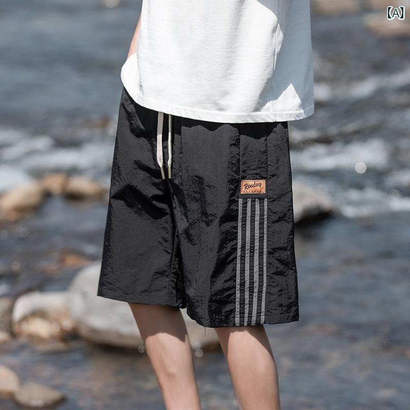 ハーフパンツ バスケ メンズ 夏 薄手 速乾 ひんやり 涼しい 快適 通気性 涼しい クール ストライプ ス..