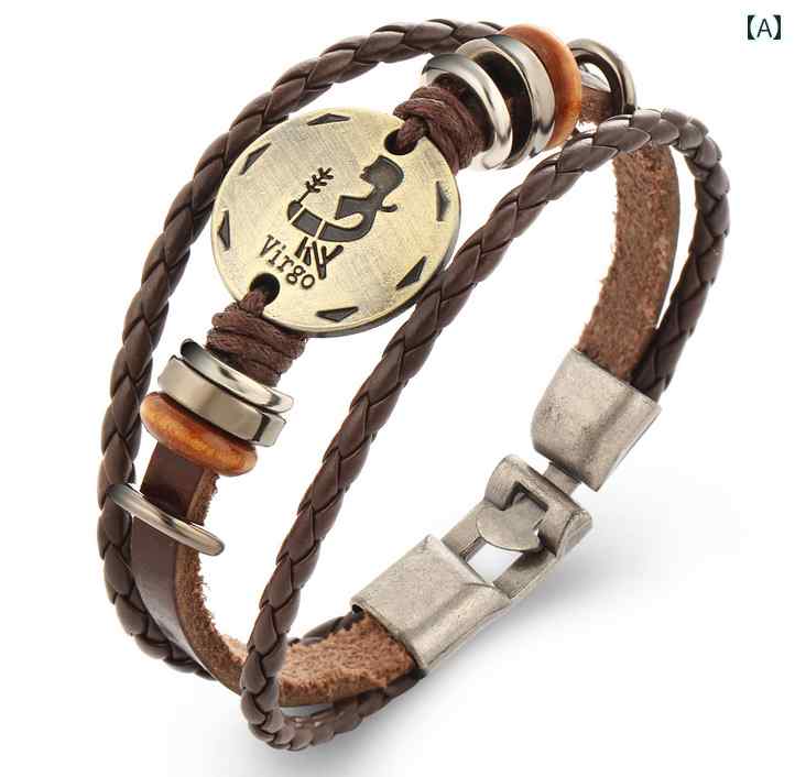 アクセサリー 小物 ブレスレット レディース カップル メンズ ユニセックス 木 ビーズ 重ね付け エスニック 星座 モチーフ