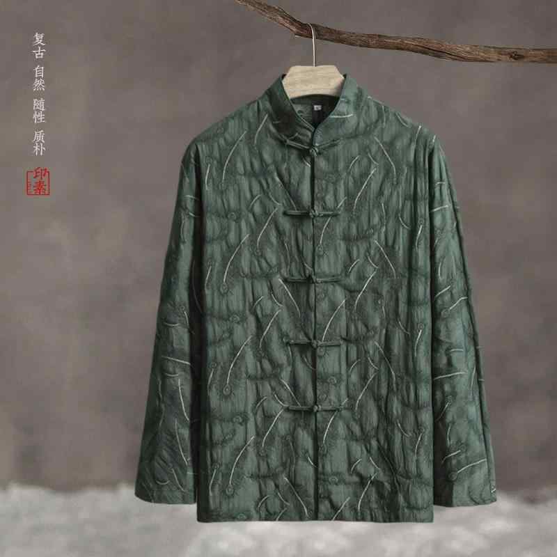 トップス シャツ ジャケット メンズ 春夏 中華風 レトロ スタンドカラー ジャカード 唐 スーツ チュニック スーツ 中華風 漢服