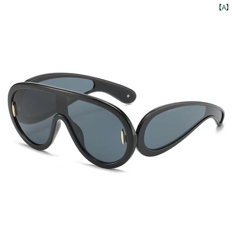 Sunglasses - サングラス おしゃれ オールシーズン パン インフレータブル アビエイター パンク ヒップ ホップ ラージ フレーム ワンピース メガネ 女性用
