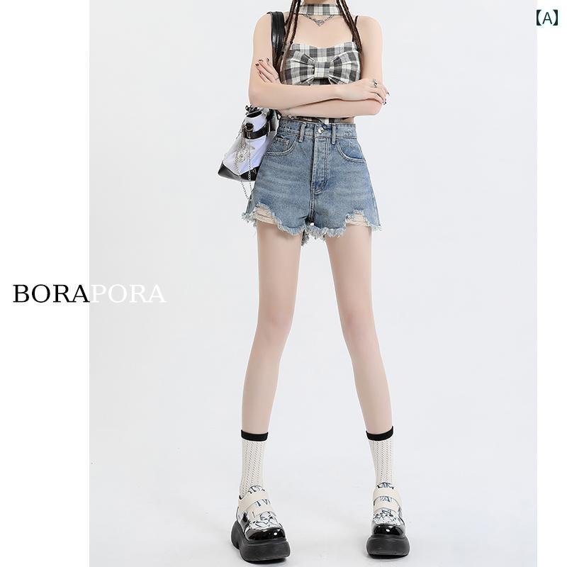 レディース 夏 タッセル パンツ デニム 女性 破れた デニムショート ハイウエスト スタイリッシュ ガール ロー エッジ スリミング スパイシー a ライン ホット