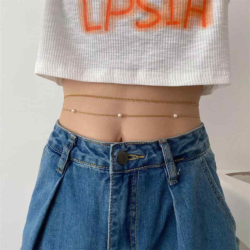 ドレス レディース 夏 ウエスト チェーン ベルト ボディ チェーン 優雅 パール 女性 ハイエンド マッチング 金属 ベルト 薄い