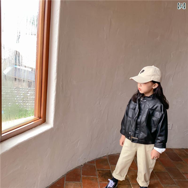 ジャケット トップス 男の子 ガールズ 子供用 レザージャケット モーター サイクル キャットウォーク ..