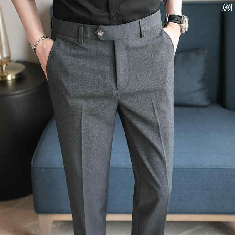 パンツ スーツ スラックス メンズパンツ 大きいサイズ 夏 冷感 ドレープ 高級感 ビジネス カジュアル プロ フォーマル フィット 九分丈