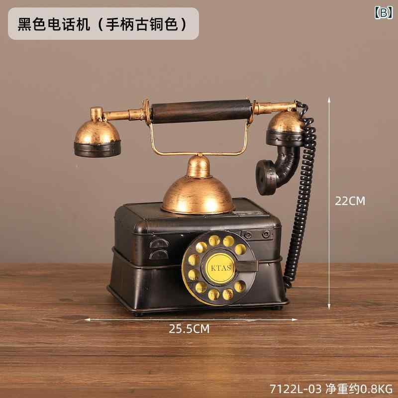 レトロ 鉄 壁掛け 電話 ミニチュア 装飾品 デスクトップ 家 ビジネス ギフト ヴィ...
