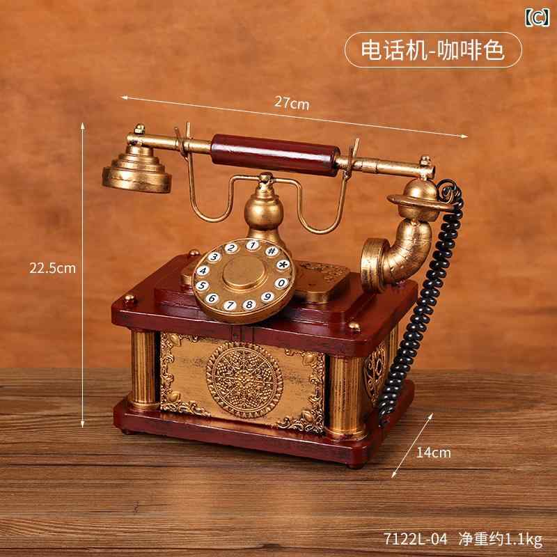 レトロ 鉄 壁掛け 電話 ミニチュア 装飾品 デスクトップ 家 ビジネス ギフト ヴィ...