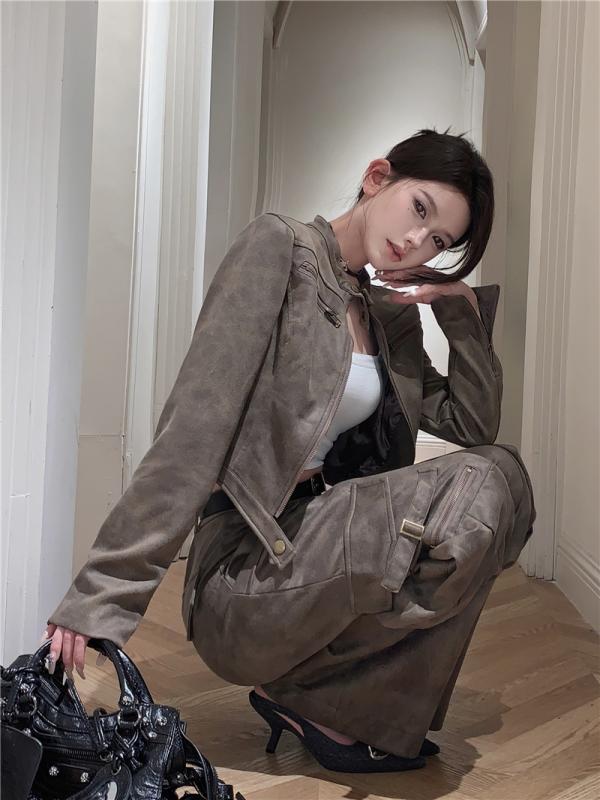 ジャケット レディース 秋 カジュアル アメリカン レトロ ストリート ショート オートバイ トップス ス..