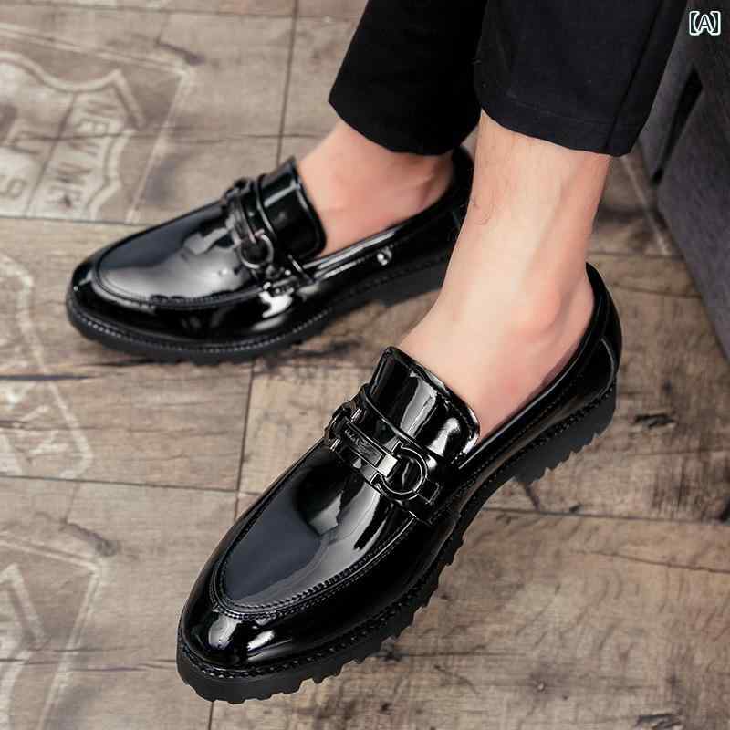韓国 メンズ カジュアル ビジネス オフィス 紳士 レザーシューズ 革靴 パーティ マルチシーン ブリティッシュ スタイリッシュ ローファー