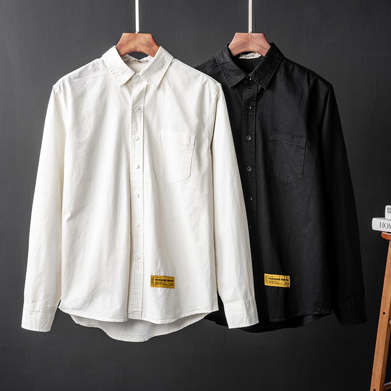 シャツ メンズ カジュアル 長袖 カップル 学生 オックスフォード スピニング