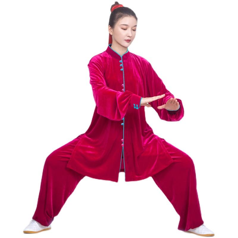 カンフー服 太極拳ウェア 武術着 体操 スポーツ トレーニングウェア 起毛 暖かい 中国 太極拳 練習 競..