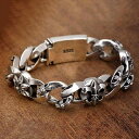 ブレスレット 個性 スター リング シルバー タイ シルバー レトロ ヒップ ホップ ハイエンド メンズ ブレスレット プラグ クロス ゴールデン フラワー