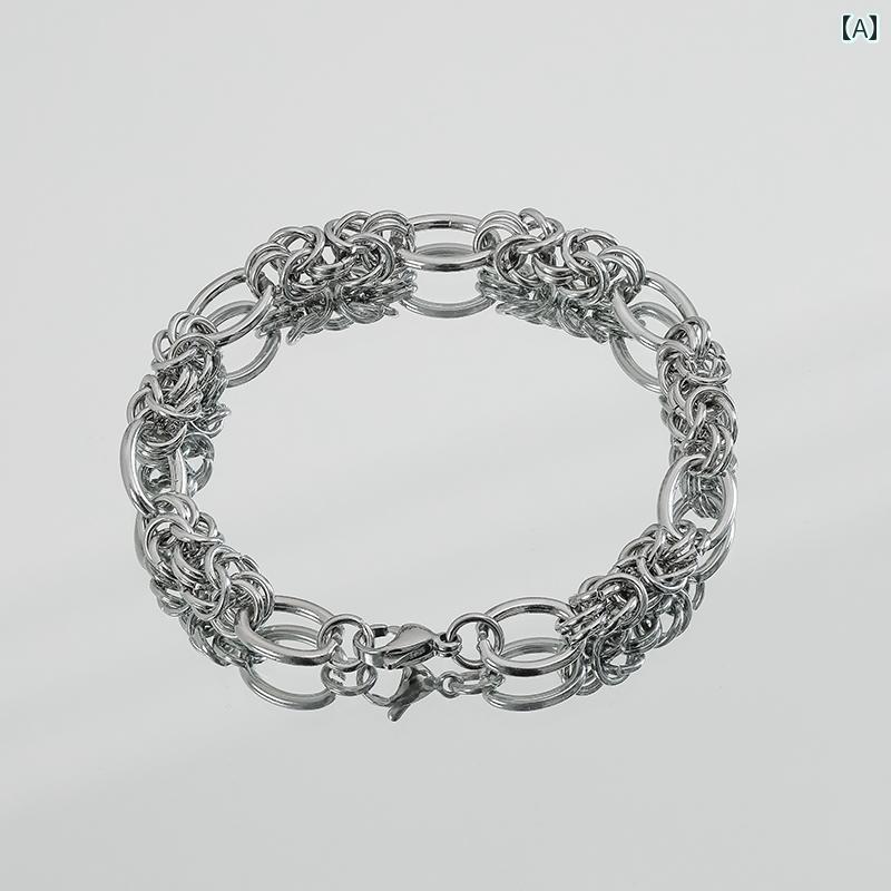 チタン鋼 アメリカ マルチ リングブレスレット 男性 ハイエンド クールクール ボーイズ ブレスレット ヒップ ホップ