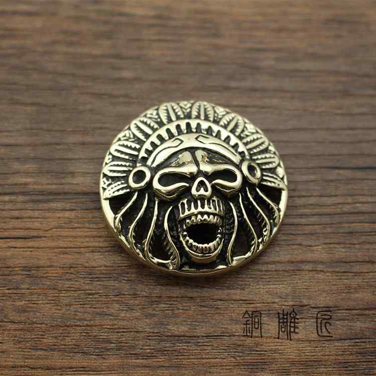 中国風 アクセサリー 真鍮 インディアン マネー クロスバックル 装飾 バックル インディアンヘッド スカル マネー クロスバックル ウォレット バックル