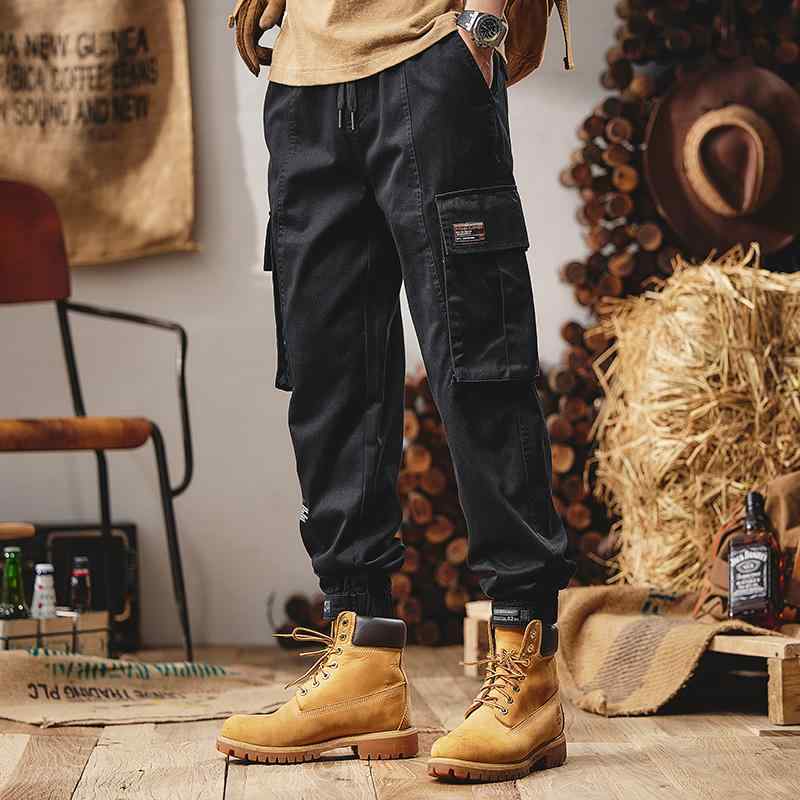 メンズ 春 アメリカン ヘビーデューティ ワークパンツ ストレート アンクル タイ 快適 スポーツ カジュアル パンツ メンズ ストレッチ..