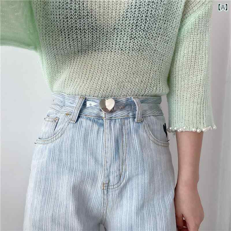 夏 ジーンズ ベルト 透明 ハート型 小さい 女性 狭い 装飾 ワンピース スカート シャツ 薄い