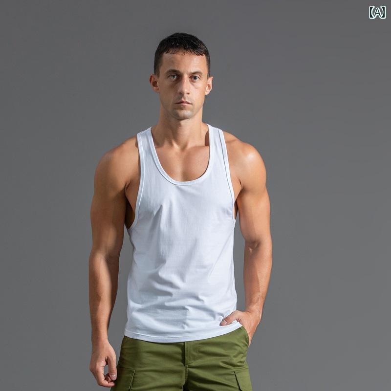 シャツ ノースリーブ メンズ マッスル スポーツフィットネス レーサー ベスト 夏 コットン サスペンダ..