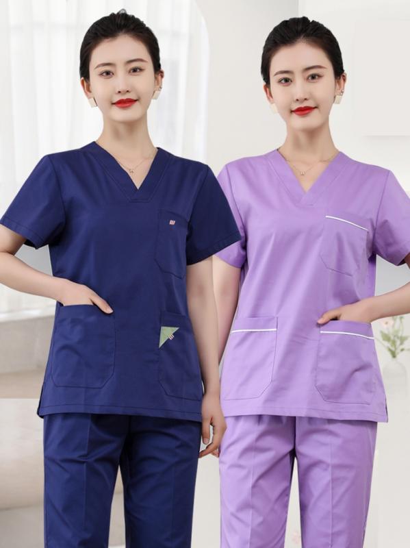 クリニック 制服 マッサージ 制服 レディース ストレッチ性 速乾 手洗い 服 半袖 綿 美容 歯科 医師 作業着 メンズ 手術室 看護師