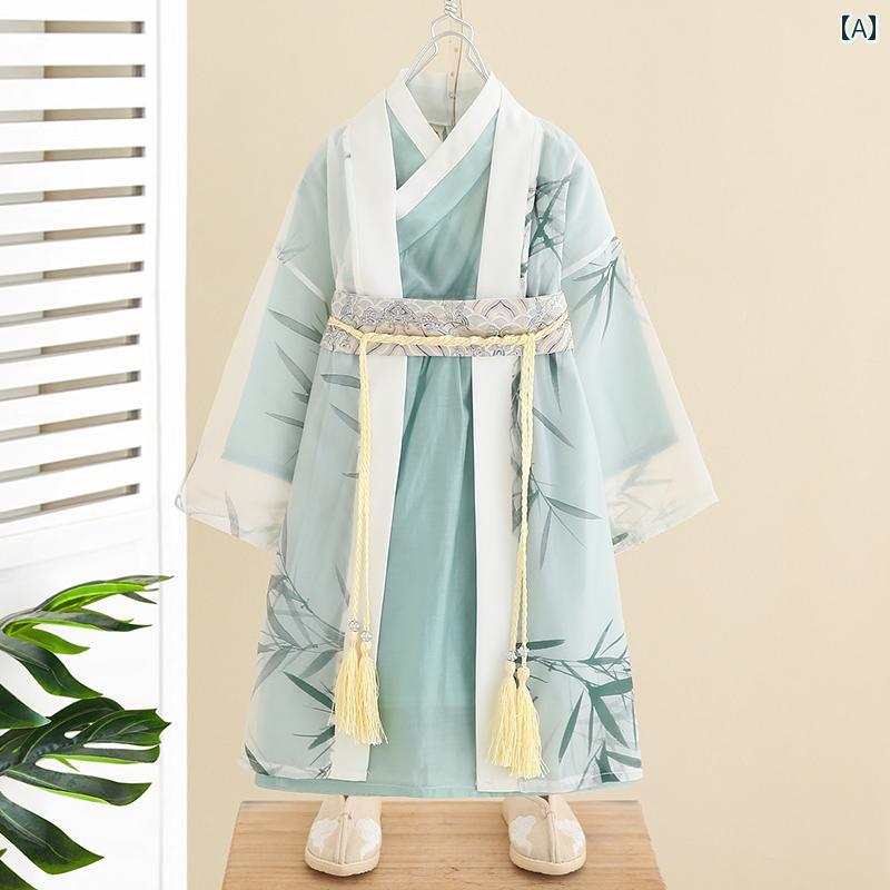 漢服 子供服 夏服 民族衣装 かわいい COS チャイニーズ スタイル 男の子 春夏 男の子 レトロ 学者 レトロ 衣装 春秋 中華 子供 唐装 衣装