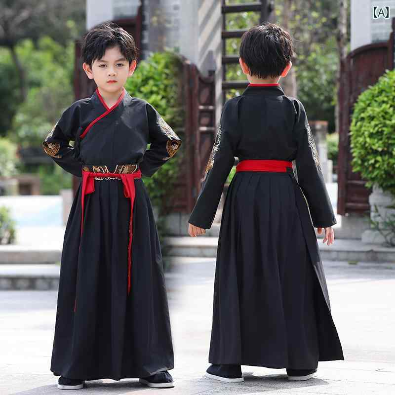 漢服 民族衣装 コスチューム メンズ キッズ レディース 長袖シャツ 唐服 武道 レトロ 小学生 レトロ エスニック 中国 男の子 春秋服 公演 女の子 衣装