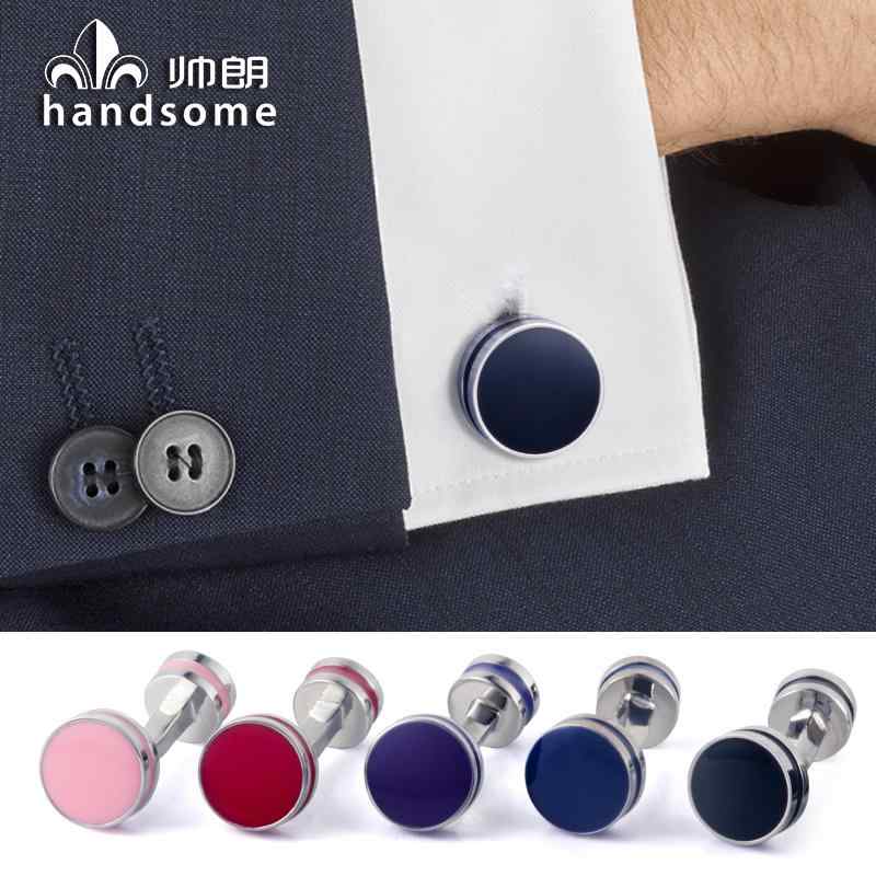 カフスボタン おしゃれ 黒 エナメル ラウンド カフス メンズ パープル レディース フレンチ アクセサリー