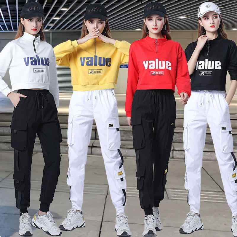 ダンス ウェア レディース スポーツ ダンス服 パフォーマンス カジュアル レジャー 長袖 パンツ 上下セット