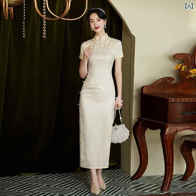 レディース チャイナ ドレス エレガント ワンピース 撮影 衣装 レトロ ラウンド ブレスト 上品 洗練 ハイエンド 普段使い 日常着 ウェアラブル