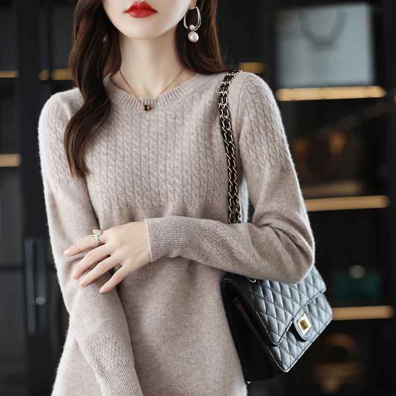 ドレス レディース 秋 冬 ニット ウール 100% ミドル丈 膝丈 韓国 ロング インナー