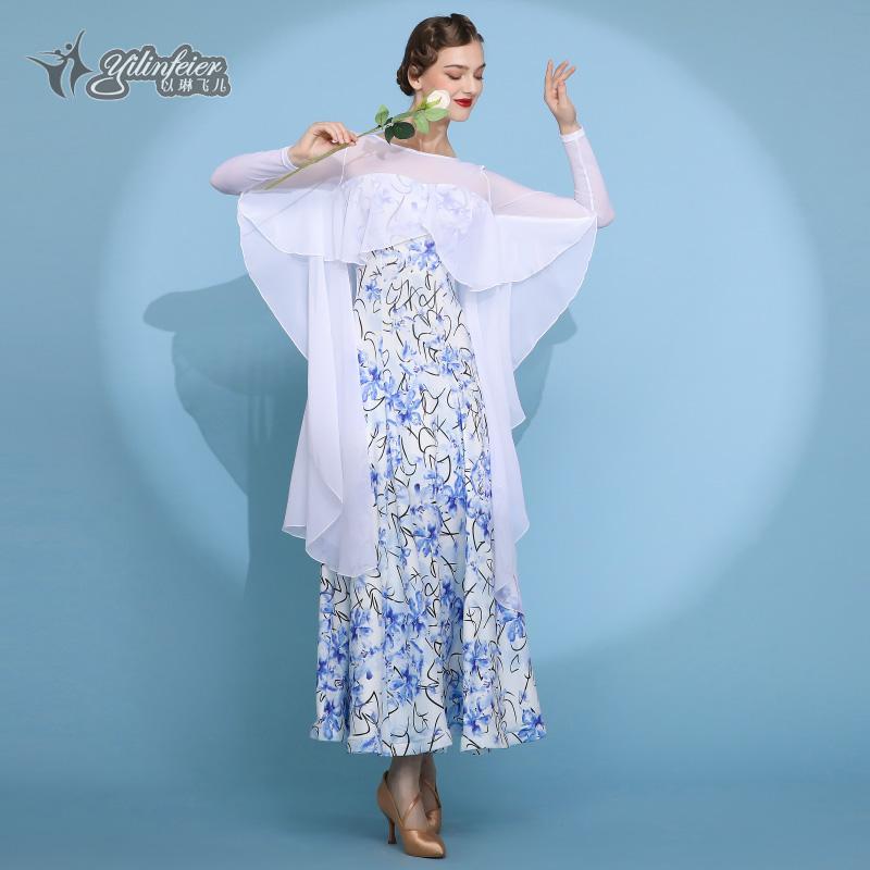 レディース 鮮明 モダン ダンス 衣装 パフォーマンス ドレス スイングドレス 社交ダンス ワルツ レディース フリルスカート ショー