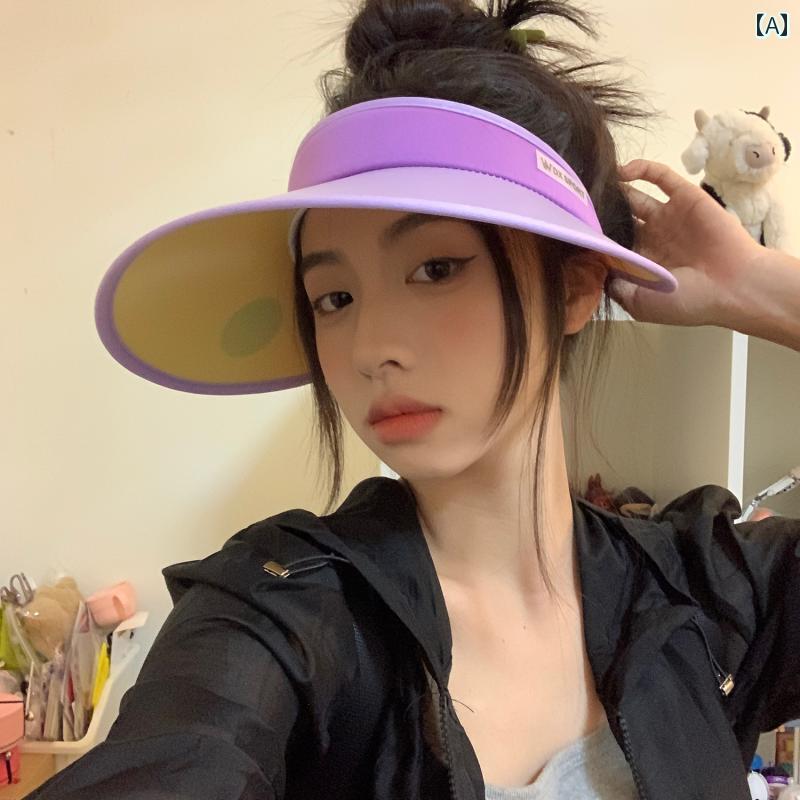 レディース カジュアル 夏 サンバイザー カラフル 空 ハット 日よけ 帽子 抗 UV つば広 日焼け防止