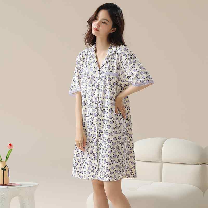 パジャマ ナイトウェア ネグリジェ ルーム ショート トップス 半袖 ドレス 快適 レディース レディース 夏