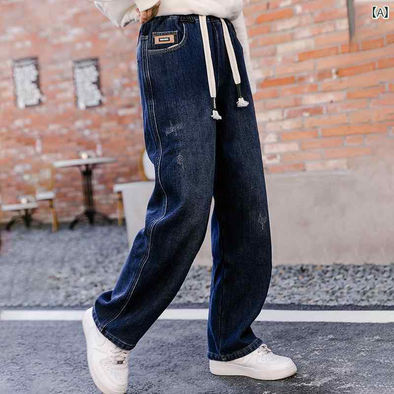 女の子 ジーパン ジーンズ デニム 起毛 厚手 秋冬 おしゃれ カジュアル レジャー 休日 レディース