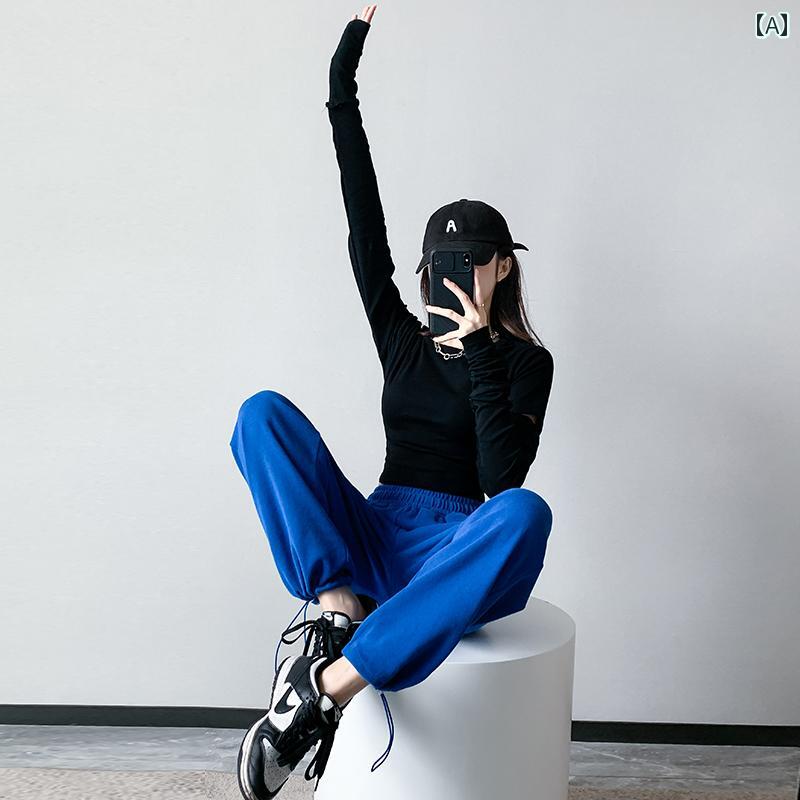 レディース ジャズ ダンス 服 韓国 秋 パンツ 魅惑 へそ出し トップス モダン パフォーマンス スポーツ アウトドア シンプル