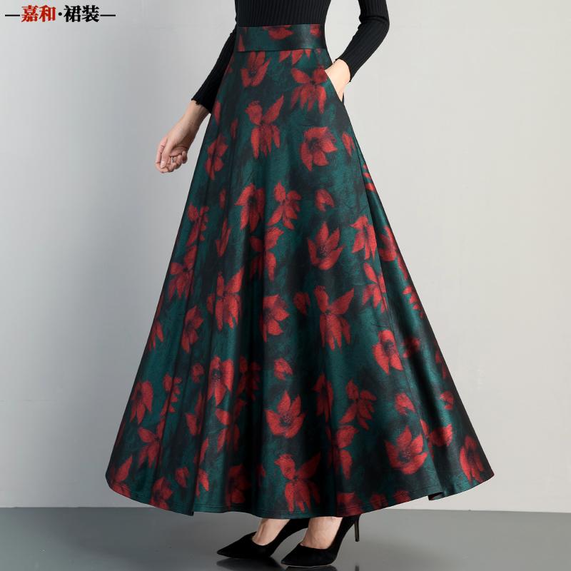 Culottes - スカート レディース 秋 冬 快適 花柄 ハイウエスト a ライン ミドル丈 大きい 裾 大きいサイズ ロング
