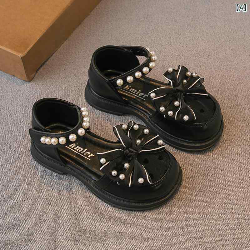 夏 女の子 サンダル 包頭 メッシュ 子供 靴 小さめ プリンセス シューズ ビッグ リボン