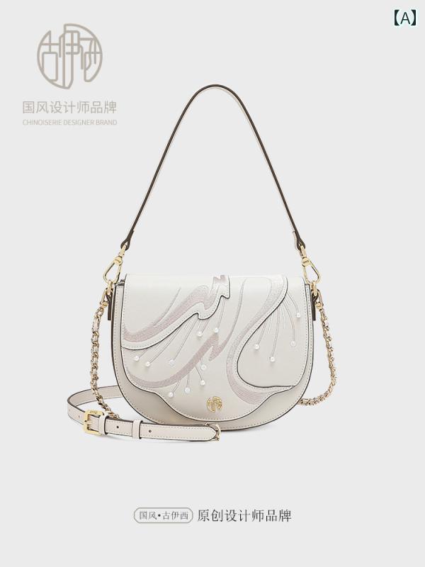 バッグ レディース 牛二層皮 マグ ネットバックル サドル エスニック 牛革 チャイナ風 レディース 刺繍 クロスボディバッグ 母の日 ギフト サドルバック 蓋袋