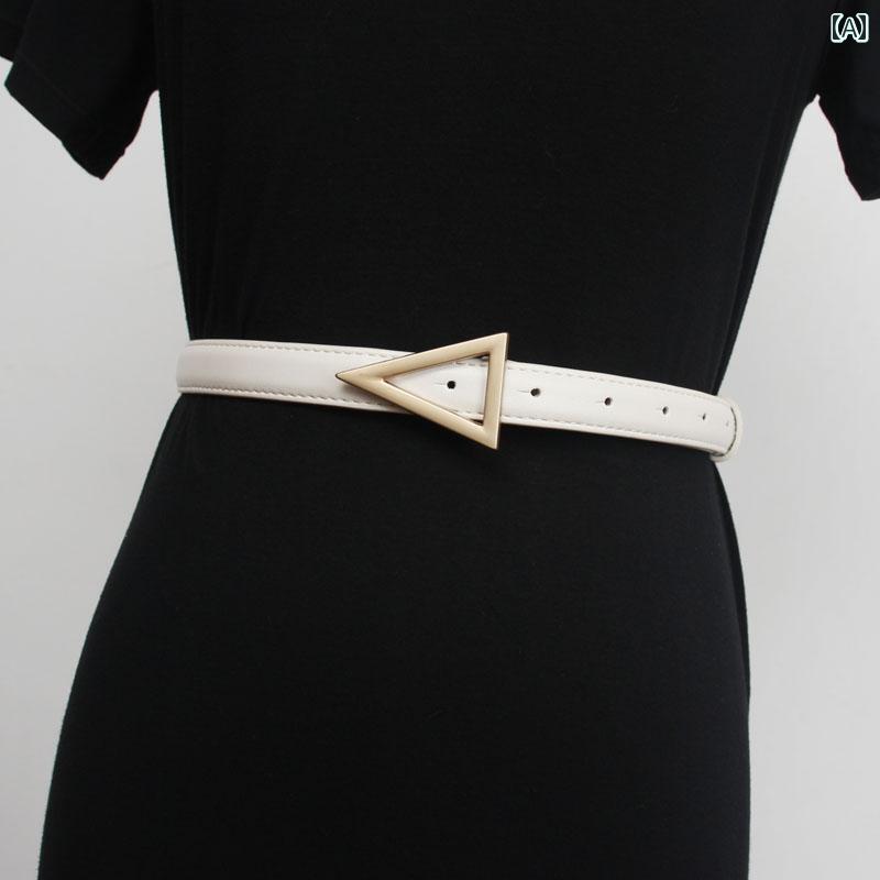 ベルト 三角形 バックル シングル ループ レディース ファッション アクセサリー オールシーズン ベルト ウエスト バンド スリム