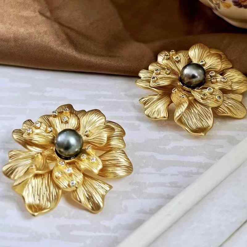 アクセサリー レディース DIY ※パールし 空ホルダー 半完成品 厚手 金 メッキ マイクロ 舗装 ジルコン 二層 蓮 ブローチ ピン パール 蜜蝋 コサージュ 空 ホルダー