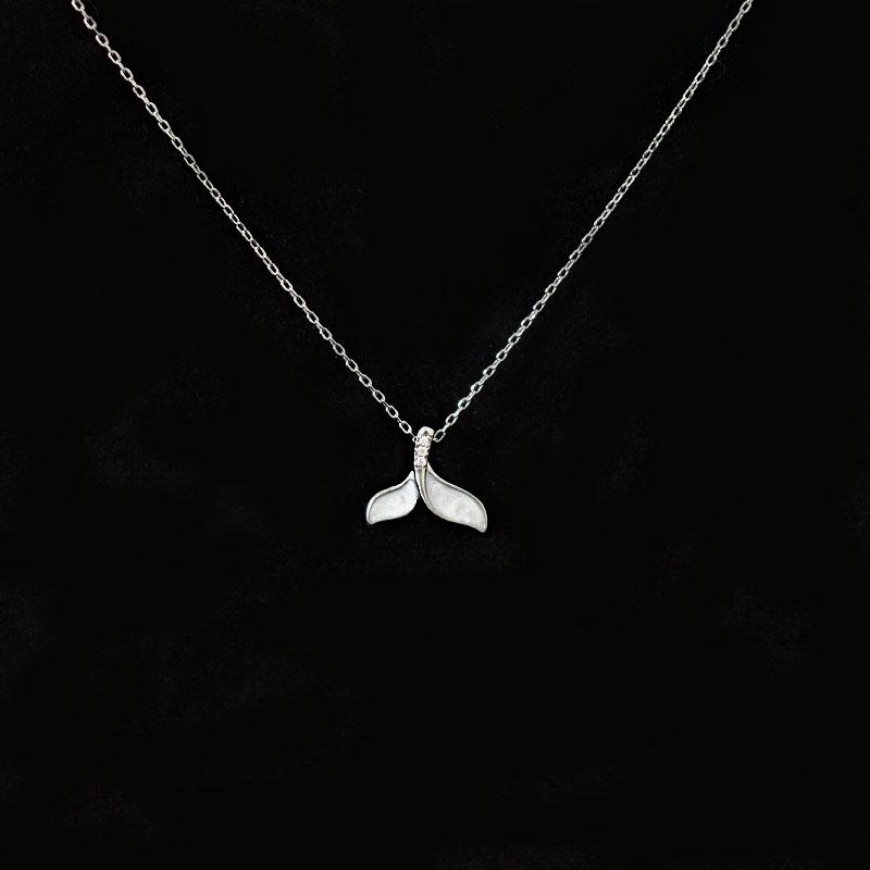 夏 ネックレス 925 スターリングシルバー フィッシュ テール 女性用 ホワイト ヒョウモン ライト ギフト ガールフレンド 親友へ 鎖骨 チェーン 彫刻