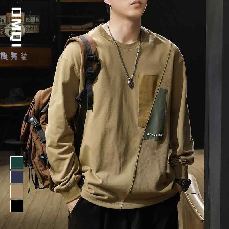 Collaboration - メンズ ロンT トレーナー 綿 レトロ ラウンドネック 長袖 Tシャツ 大きめサイズ 春秋 シャツ スウェットシャツ アメリカンカジュアル