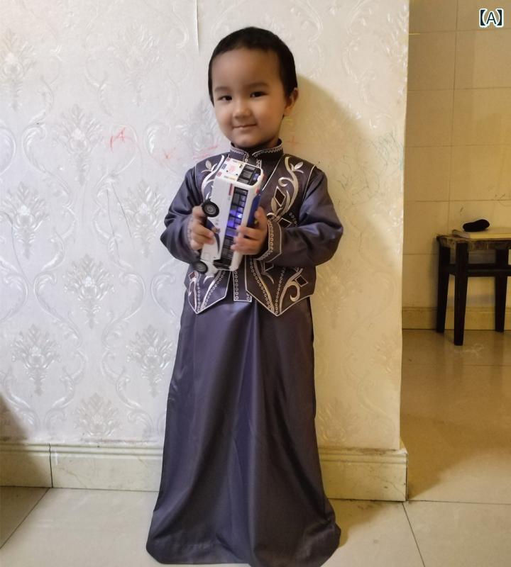 ドレス エスニック ゆったり 民族風 ワンピース エキゾチック パキスタン インド 子供 男の子 服 中東 刺繍 男の子 ベスト ローブ スーツ 男の子 ローブ