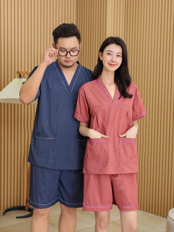 温泉着 マッサージ スーツ リラクゼーションウェア インナー ズボン ナイト ルーム パジャマ パンツ トップス セット 衣料品 メンズ レ..