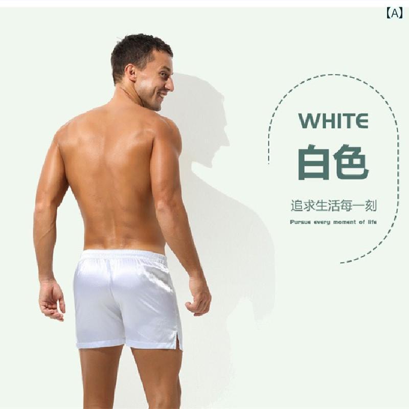 メンズ カジュアル 夏 パンツ ホーム セクシー 薄手 ミッドウエスト シンプル ファッション ソリッドカラー パジャマ