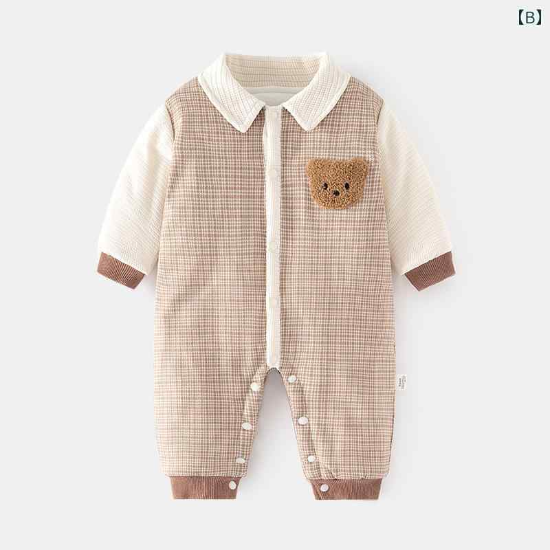 ロンパース ジャンプ スーツ ベビー服 赤ちゃん オールインワン 新生児 用 厚手 キ...