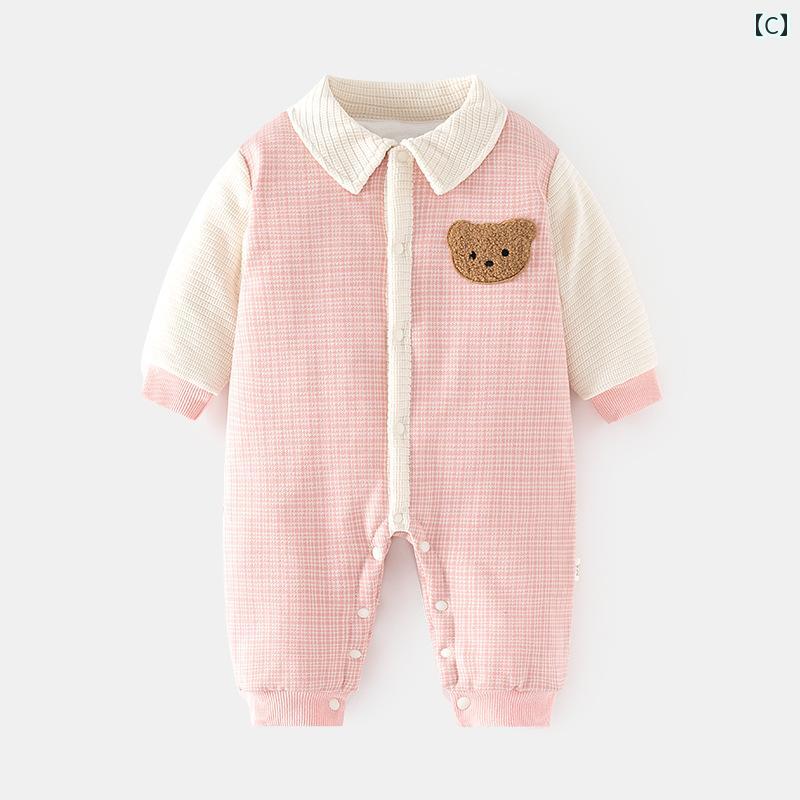 ロンパース ジャンプ スーツ ベビー服 赤ちゃん オールインワン 新生児 用 厚手 キ...