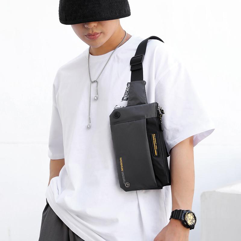 バッグ チェスト 欧米 ファッション メンズ シンプル 機能 薄型 大容量 バイク バック パック ウエスト ストリート