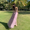 レディース リゾート ワンピース 旅行 服 スーパー フェアリー フォト ビーチ スカート 優雅 ストラップ 海辺 休暇 ドレス ビッグ スイング 背中 開いた ロング