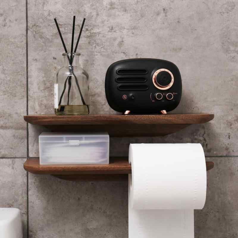 Rakuten - 棚 ペーパー ロール ラック 壁掛け バスルーム キッチン 木 耐久性 シンプル インテリア モダン