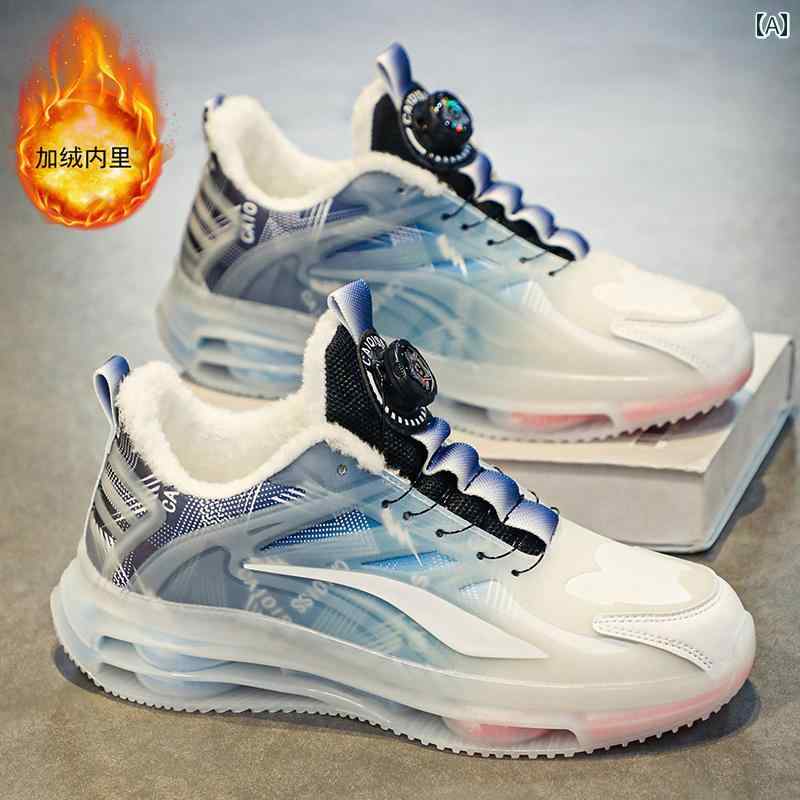 カジュアル スポーツ シューズ 運動靴 ベルベット 紳士靴 冬用 ツー コットン 中学生用 暖かい 綿靴 少年 小学生用 ティーンエイジャー用 ランニング(4)