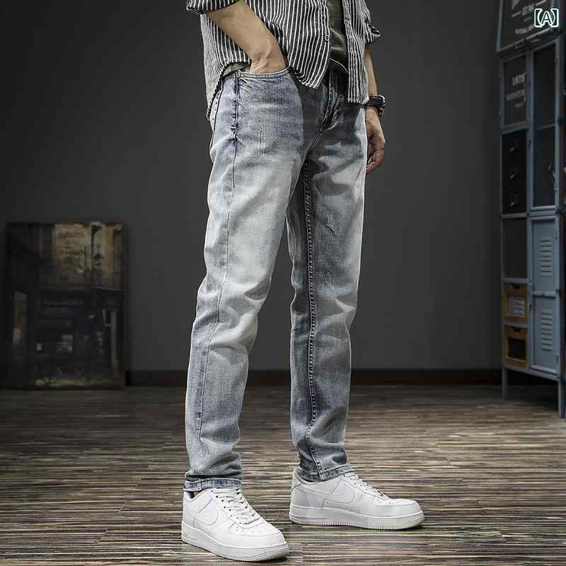 メンズ デニム ロングパンツ スリム ストレート アメリカン アメリカン ストリート おしゃれ かっこいい 履きやい 快適 イベント フェス レジャー アウトドア キャンプ ダンス パフォーマンス 仕事着