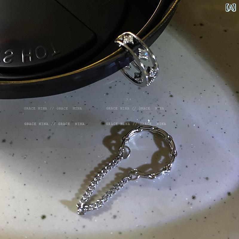 レディース タッセル チェーン ピアス おしゃれ 耳飾り イヤー ボーン クリップ クール ハイエンド 甘くて 軽量 非対称 サマー